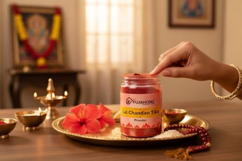 Image of Lal Chandan Powder- 100 Gram for Tika | Chandan Powder for Religious Pooja and Tilak | Natural and Pure Sandalwood for Mandir, Aarti & Ritual Use