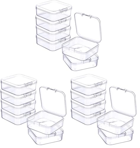 Image of Jetec 6 Pieces Mini Plastic Clear Beads Storage Containers Box for Collecting Small Items, Beads, Jewelry, Business Cards, Game Pieces, Crafts (2.1 x 2.1 x 0.8 Inch) (Pack of 3)