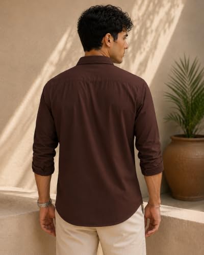 Image of Men Linen Cotton Full Sleeve Shirt for man | Mens Casual Shirt |Shirts for Men Stylish | Men Shirts | Casual Business Party Festival Regular Fit