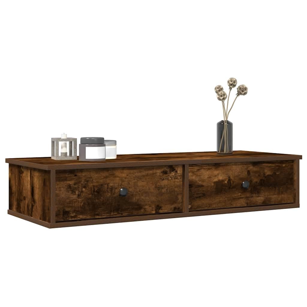 Homgoday Estante de Pared con cajones de Madera contrachapada Blanco Estantería de Pared Colgante Flotante Almacenamiento Espacio Decoración Artículos Diarios en Familia