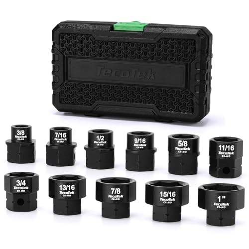 Image of TecoTek 11-Piece 1 /2-Inch Drive SAE Low Profile Impact Socket Set, Stubby Socket Set, 3 /8 inch - 1 inch, 6 Point, Cr-Mo, Shorter Socket for Tight Areas