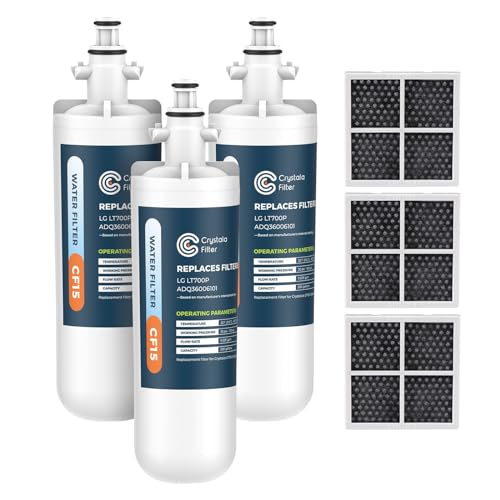 Crystala Filters LT700P Refrigerator Water Filter Replacement LG LT700P, Kenmore 469690, ADQ36006101,9690, ADQ36006102, LFX31925ST, LFX31945ST (4 Pack)