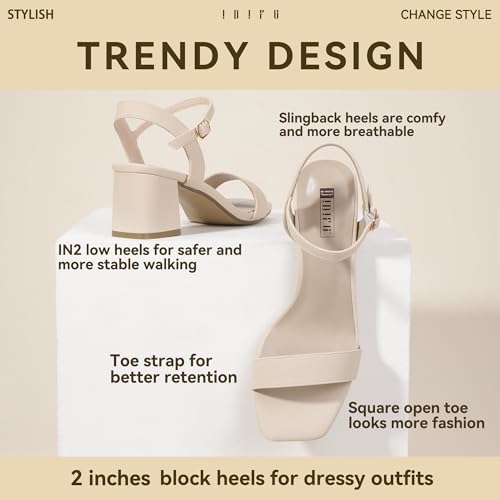 IDIFU IN2 Low Block Heels for Women Chunky Heels Square Open Toe Heeled Sandals Wedding Bride Prom Graduation Dress Shoes Comfortable Cute Trendy Summer Casual Ankle Strap Heels4