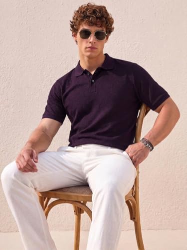 Image of TAGDOMen's Polo T Shirt | Half Sleeve | Textured & Collar Polo T-Shirt for Men (2053)