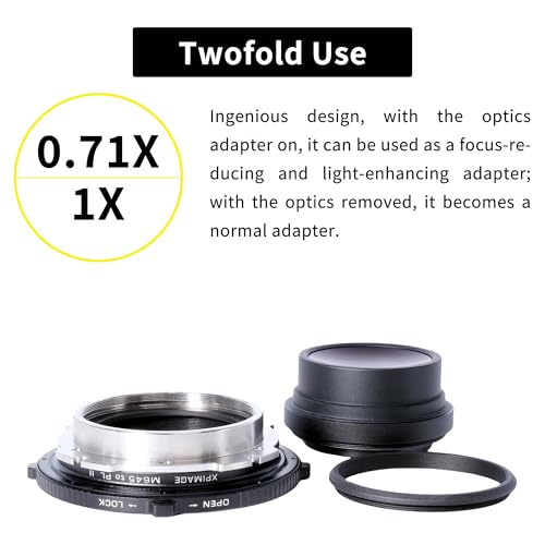 Ficha técnica XPIMAGE Adaptador reductor focal óptico M645 a PL 0.71X compatible con lente Mamiya 645 a videocámara ARRI PL - Fernando Cortés