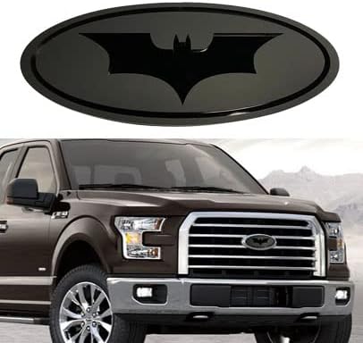 Piatek Car 3D Oval Bat Emblem Badge Decal Front Grille Tailgate Nameplate Replacement Black (Width : 9" Height :3.5")