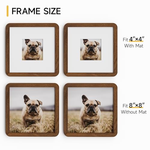 Heimlove 8x8 Picture Frame, Natural Solid Walnut Wood Frame with Tempered Glass, 8x8 Handmade Wooden Frame Picture Display, Vertical or Horizontal Wall Hanging, Art Photo and Prints,1 Pack by Heimlove - Image 6
