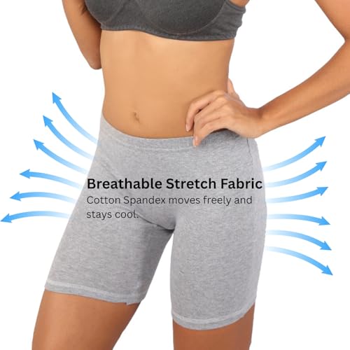 Image of Bralux Cycling Shorts for Women, Girls with Cotton Spandex Set of 3 - Multi Colour Rib Shorts