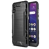 CasemartUSA Phone Case for [Alcatel TCL A2X (A508DL)], [Brushed Series][Black] Shockproof Protective Defender Cover for TCL A2X (Tracfone, Simple Mobile, Straight Talk, Total Wireless, Net10)