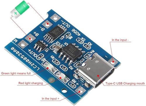 Image of TP4056 C TYPE Charging Module for 18650 Lithium Battery | 3.7V DIY Charger Board with Overcharge Protection