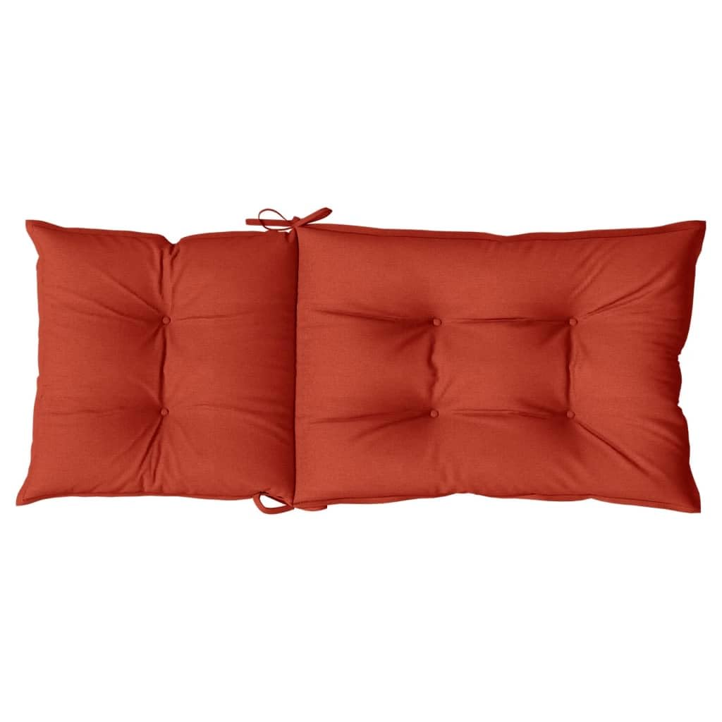 Lot de 2 coussins à dossier haut - Rouge mélangé - 120 x 50 x 7 cm - Tissu polyester - Avec lacets antidérapants - Pour meubles de jardin et chaises à dossier haut - Confort d'assise