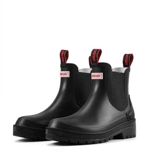 Best Boots for Slushy Streets: Top Picks for Winter 12 SUREWAY Women's Short Ankle Rain Boots,Waterproof Rubber Garden Shoes,Slip Resistant Chelsea Rain Boots For Ladies,Black,Size 9