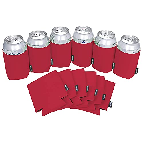 KOOZIE Neoprene Beer Can Cooler - Blank Bulk Insulated Drink Holder for Cans and Bottles - DIY Personalized Gifts for Bachelorette Parties, Weddings, Birthdays (12 Pack, Red)