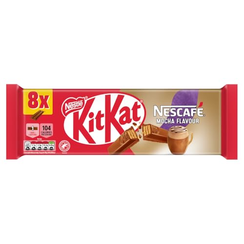 KitKat 2 Finger Nescafé Mocha Chocolate Biscuit Bars 8 Pack (8 x 20.7 g) | Coffee & Chocolate Wafer Fingers | Perfect for Break Time or After-Dinner Treat