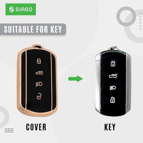 Image of SIAGO TPU Key Cover Compatible with Tata Curvv | Curvv EV Electric 4 Button Smart Key (Black)