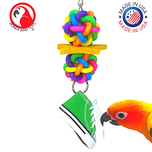 Bonka Bird Toys 1356 Star Sneaker Rubber Chew Wood Cotton Parrot Quaker Parrotlet Budgie Cockatiel #TOP2