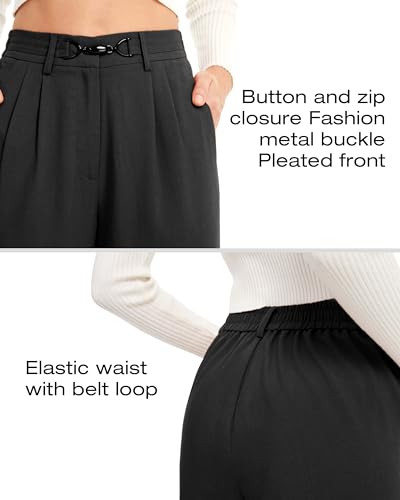 AFITNE Womens Linen Wide Leg Pants High Waist Casual Loose Palazzo Pants with Pockets Flowy Lounge Work Pants 28”3