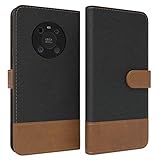 EAZY CASE Tasche kompatibel mit Huawei Mate 40 Pro 5G Stoff Schutzhülle mit Standfunktion Klapphülle Bookstyle, Handytasche Handyhülle Cover mit Magnetverschluss & Kartenfach, Kunstleder, Schwarz