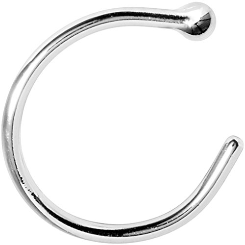 Body Candy Unisex Adult Solid 14k White Gold Nose Hoop 5/16" 20 Gauge Body Piercing