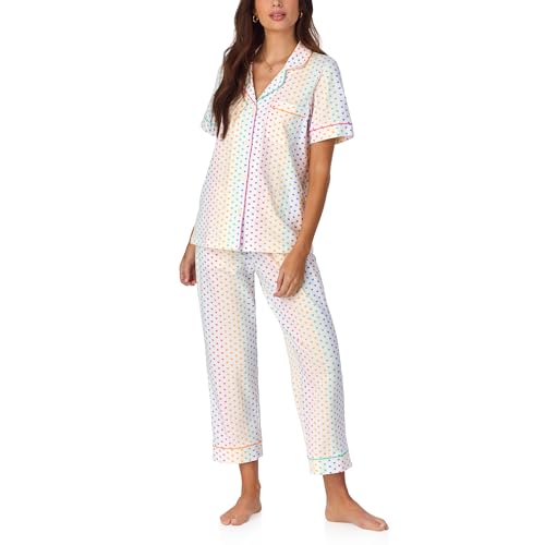 Image of Bed Head PJs Womens Matching Pajamas - Soft Organic Cotton Button Down PJ Shirt & Cropped Pants Set - Loungewear & Sleepwear