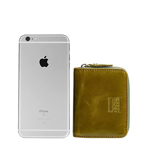 Image of Vintage Full Top Grain Leather Wallet RFID Blocking Multi Card Case with Zipper Pocket Card Holder for Men Women Gift Box