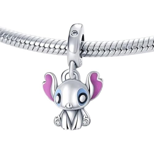JOME Charm en Plata 925 | Inspirado en el Mundo Mágico de Disney | Compatible con Pulseras Europeas (Stitch Sentado)