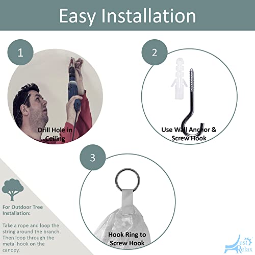 Just Relax Decorative Elegant Bed Net Canopy Set Including Full Hanging Kit, Ideal For Indoors Or Outdoors, Intended For A For Covering Beds, Cribs, Hammocks (White, Twin/Full) #TOP2