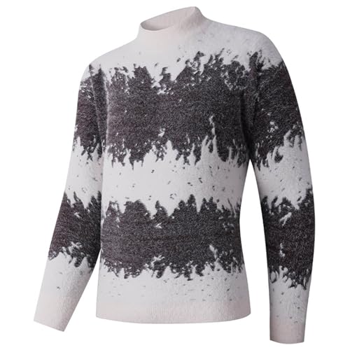 Mens Crewneck Pullover Sweater Y2K Tie-dye Color Block Patchwork Casual Fashion Long Sleeve Knitted Sweaters2