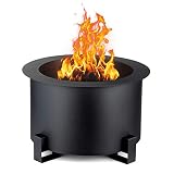 TITIMO Smokeless Fire Pit - 21.5 Inch Metal Steel Stove Bonfire - Wood Burning Firepit with Waterpro