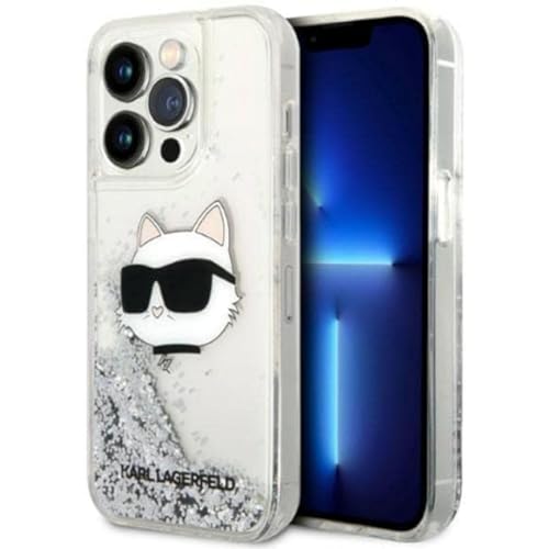 KARL LAGERFELD KLHCP14LLNCHCS Coque pour iPhone 14 Pro 6,1" Coque Rigide Argent pailleté