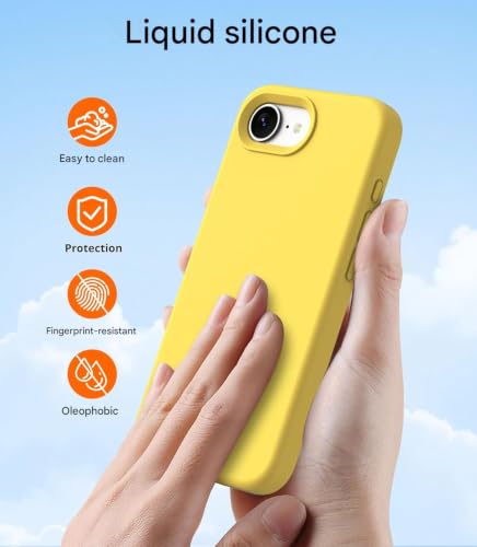 Image of DIZORO Compatible with iPhone 17e / 16e Case 6.1, Slim Liquid Silicone 3 Layers Full Covered Soft Gel Rubber Phone Cases Protective Back Cover 6.1 Inch - Yellow