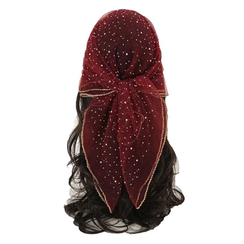 Women's Glitter Decor Head Scarf, Soft Glitter Rhinestone Long Scarf Shawls, Glitter Head Scarf