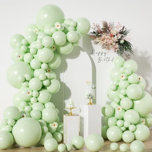 Pastel Green Balloons in different sizes 5 10 12 18inch-134pcs Pastel Green Balloons for Garland Arch?Baby Shower Graduation Wedding Anniversary Gender Reveal Birthday Party Decorations