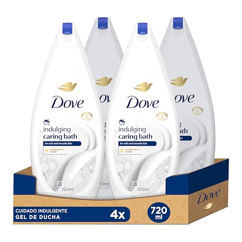 Dove Gel de Baño Cuidado Indulgente Con crema hidratante 720 ml (Paquete de 4)