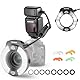 NEEWER RF1-S Makro Blitz Ring Blitzlicht für Sony Kamera 76W GN15 5600K TTL Beleuchtung 1-1/128 Ausgang Vordere/Hinterevorhang Sync Farbgele Objektiv Adapter Ringe für Makro Fotografie Studiofotos
