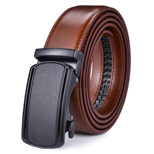 Men's Adjustable Leather Belt With Metal Ratchet, Double-Sided Heavy-Duty Belt Zd02 Coffee 160cm2