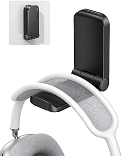 Lamicall Headphone Hanger Holder Desk - Adhesive Headphone Hook Mount, Gaming Headset Hanger Under Desk, Magnetic Foldable Earphone Clip Clamp Stand for Sony, Beats, Sennheiser, HyperX, etc - Black