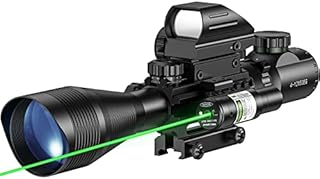 MidTen Riflescope Combo 4-12x50EG Dual Illuminated Optics & IIIA/2MW Laser Sight & 4 Holographic Reticle Red/Green Dot Sight & 20mm Scope Mount