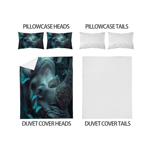Housse de couette King rhinocéros microfibre 220x240cm
