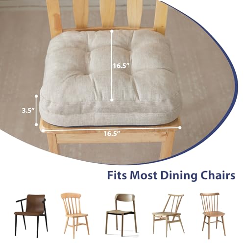 Dining Chair Cushions for Kitchen Chairs, Set of 4, Beige