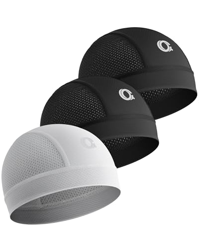 OCQOCQ 3Pcs Cooling Skull Cap Helmet Liner Breathable Mesh Cycling Running Hat Lightweight Quick Dry Sports Beanie for Men Women