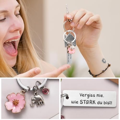 MEJOSER Geschenke für Frauen Beste Freundin Mutmacher Geschenk Schlüsselanhänger mit Gravur Gute Besserung Geschenke Mama Schwester Kollegin Geburtstagsgeschenk Weihnachtsgeschenke für Frauen