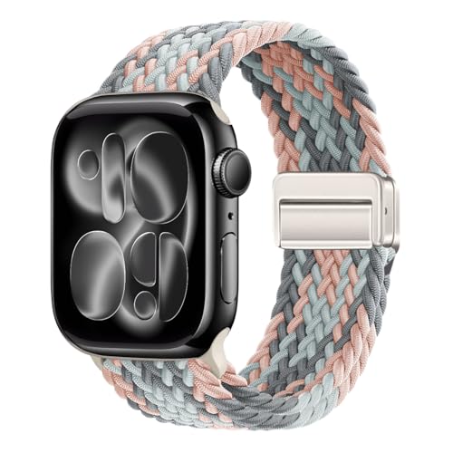 #ColaboraciónPagada<br>Correas Nylon para Apple Watch 49mm /45mm /44mm /42mm /46mm(Series 11/10) Correas Elásticos Trenzada Deportiva Repuesto Magnética iWatch Ultra/SE/Series 11 10 9 8 7 6 5 4 3 2 1 Gris Azul Rosa