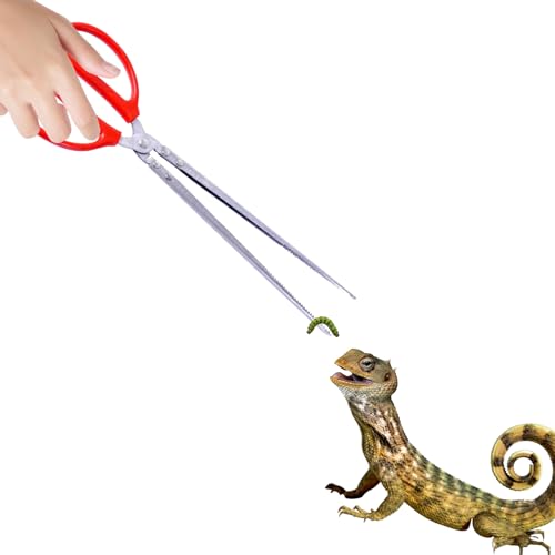 Image of Reptile Feeding Tongs, 15 Inch Stainless Steel Reptile Feeding Tongs Long Handled Tweezers Tipped Feeding Tool for Fish Aquariums Reptiles Snakes Lizard Gecko Spider and Bird