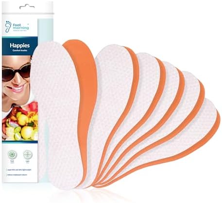 Foot Morning Happies - Geruchsabsorbierende Schuheinlagen mit Orangenduft – Einlegesohlen für Frische und Gesunde Füße mit Viskosefasern & Latexschaum – 6er-Pack Schuhsohlen (36 EUR Damen)