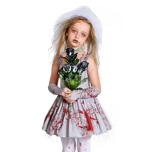 Genikeer Disfraz De Novia De Halloween - Faldas Con Manchas De Sangre - Falda de Terror con Efecto Sangre para Fiestas de Disfraces, Carnaval, Niñas, Casa Encantada y Obra de Teatro