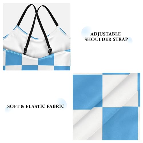 Image of Black and White Chess Girls One Piece Swimsuits Board Marble Tile Sport Halter Swimwear Beach Bathing Suit 3T