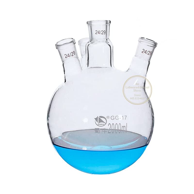 matraz de Vidrio borosilicato de Laboratorio. Matraz de destilación de Cuatro cuerpos de Vidrio de silicato de Alto Contenido de 100 ml-2000 ml for Laboratorio.(250ml 24x19x3)