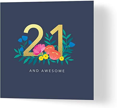 Wuzci 21st Birthday Greeting Card, Multicolour, 150 x 150 mm