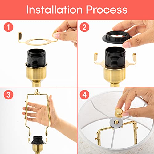 2 Pack Hzhfcb 7 8 9 10 Inch Lamp Shade Harp Holder,Adjustable Lamp Harp Kit,Fit 3/8 Ip Standard,E14,E26,E27 Light Base Uno Fitter Adapter,Golden Horn Frame Lampshade Bracket (Golden) #TOP5